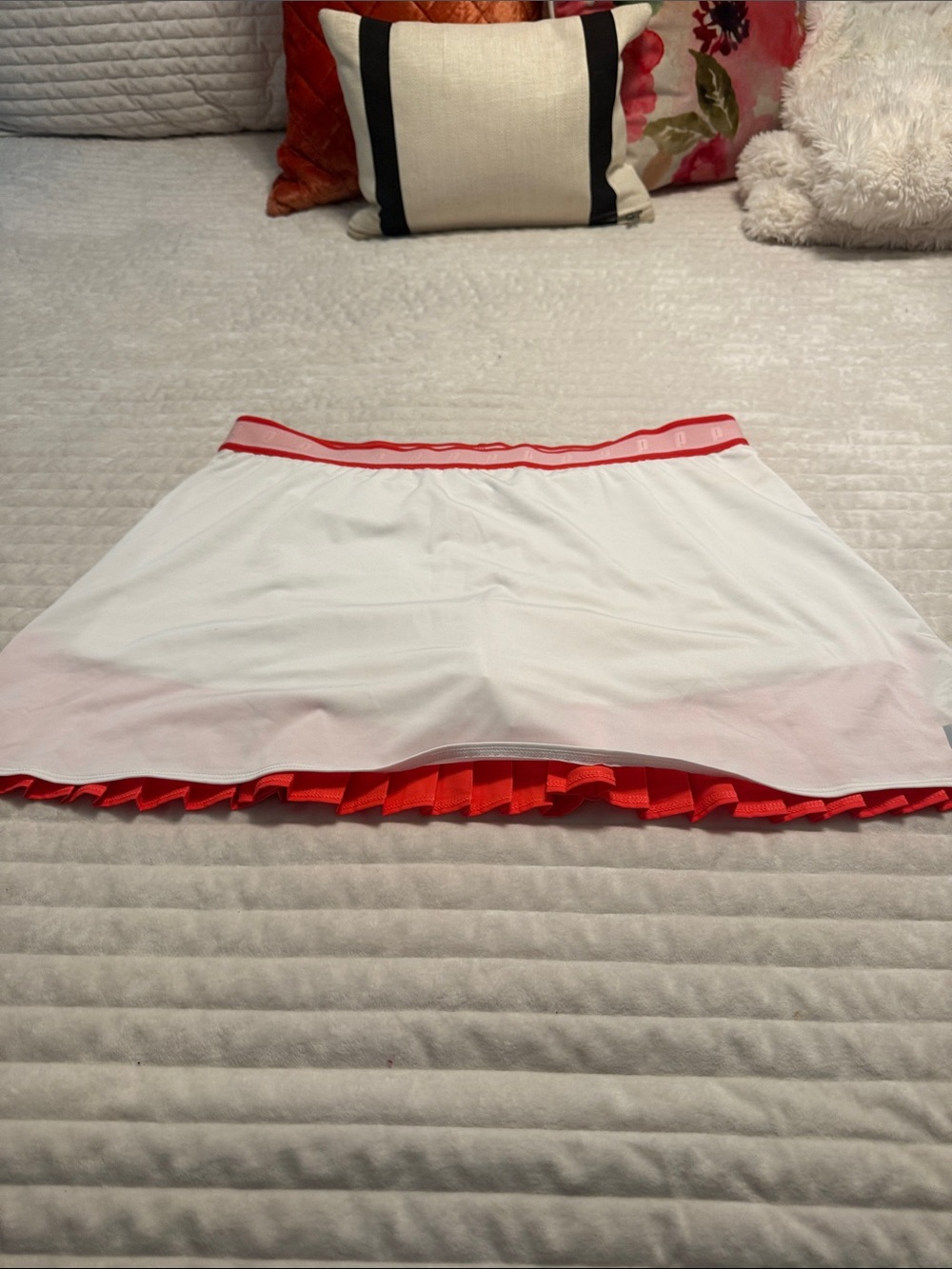 White and orange Ruffle Hem tennis Skirt
